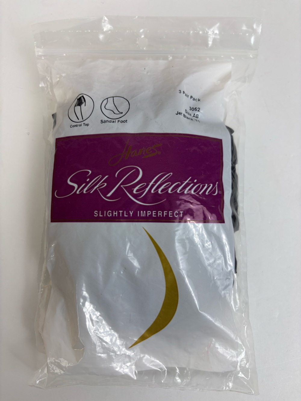 Vintage Hanes 3-Pair Pack Silk Reflections Slightly Imperfect Jet Black Size AB
